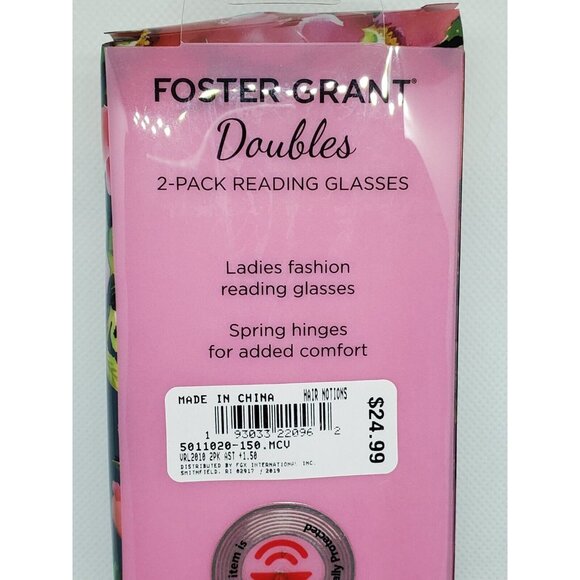 Foster Grant Doubles 2 Pack FGX +1.50 Hair Notions Designer Reading Glasses - Picture 10 of 10